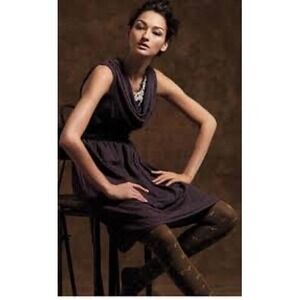 Anthropologie Ric Rac Purple Textured Cowl Neck Ruffle Waist Sleeveless Dress